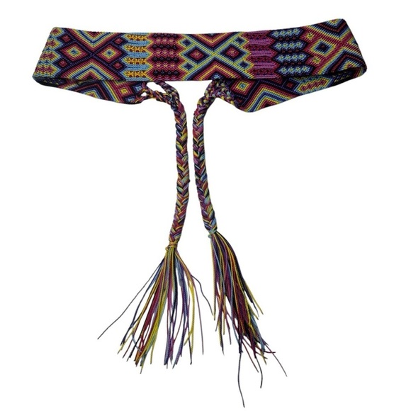 FTWWL Bright Multicolor Cotton Fringe Woven Belt - Picture 9 of 14